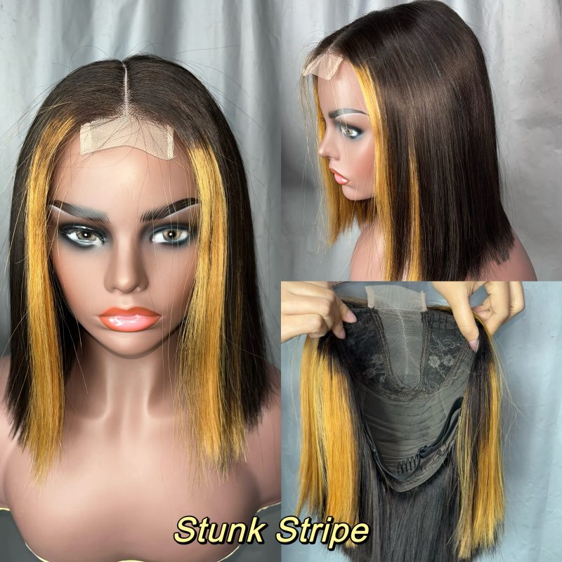 2x6 Colored Straight BOB Lace Closure Wig Double Drawn Virgin Human Hair Wig - 图片 5